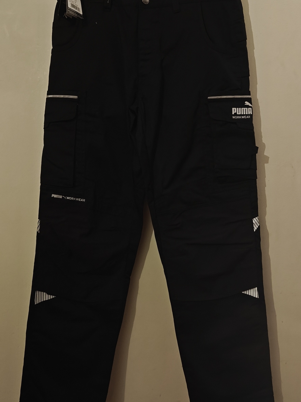 Puma Men's Black Cargo Work Trousers with Reflective Accents